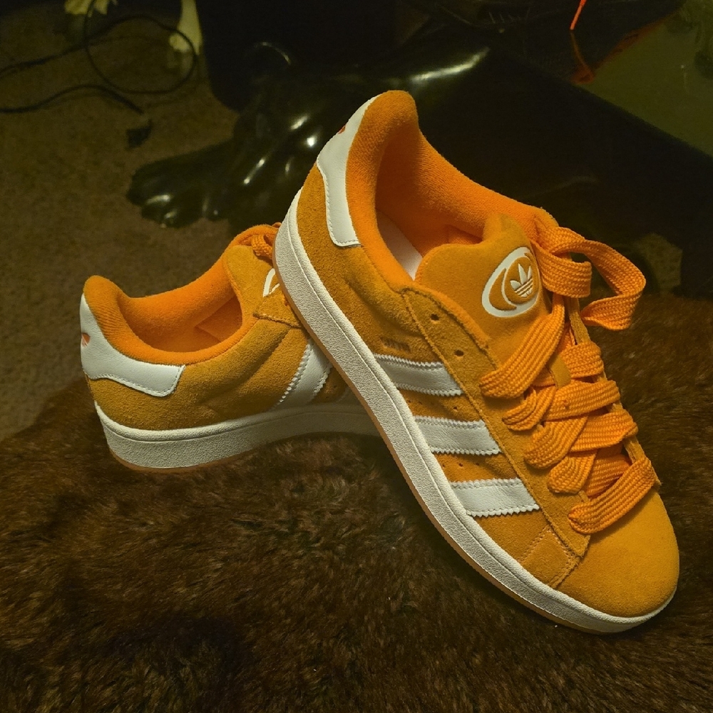 Adidas Bright Orange and White Sneakers